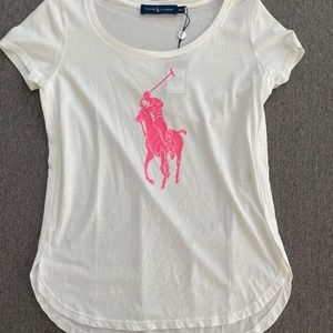 Ralph Lauren Pink Pony White T-shirt